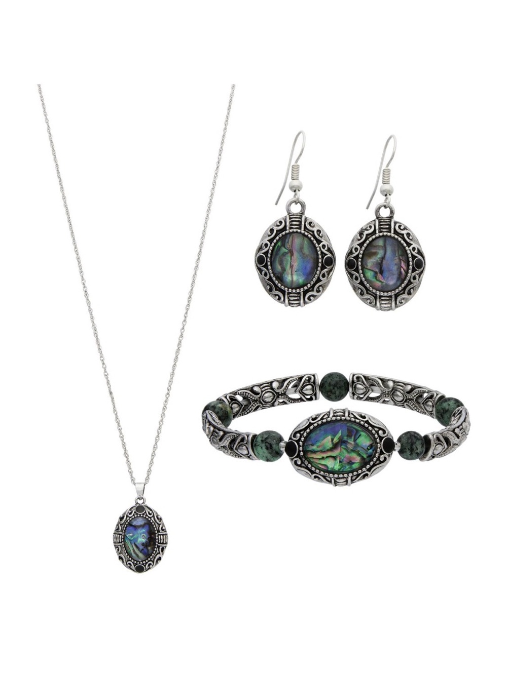 Canyon Sky 3 piece Southwest-inspired silvertone jewelry set